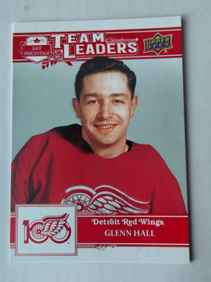 Glenn Hall 25-26 Detroit Red Wings Centennial Team Leaders