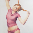 Pin-up tyttö, Sergei Melnikov (UKR), pastellityö, n. 30x40 - pikkukuva 1