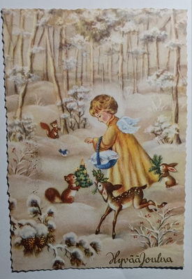 Pikkuenkeli ruokkii metsän eläimiä, p. 1958, SPR + Tubi-jm