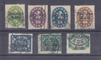 Saksa 1920 Dienst 34-47 väliltä leimattuja