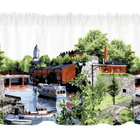 Vallila kappaverho 60x250cm, Suomenlinna, väri green, uusi - pikkukuva 1