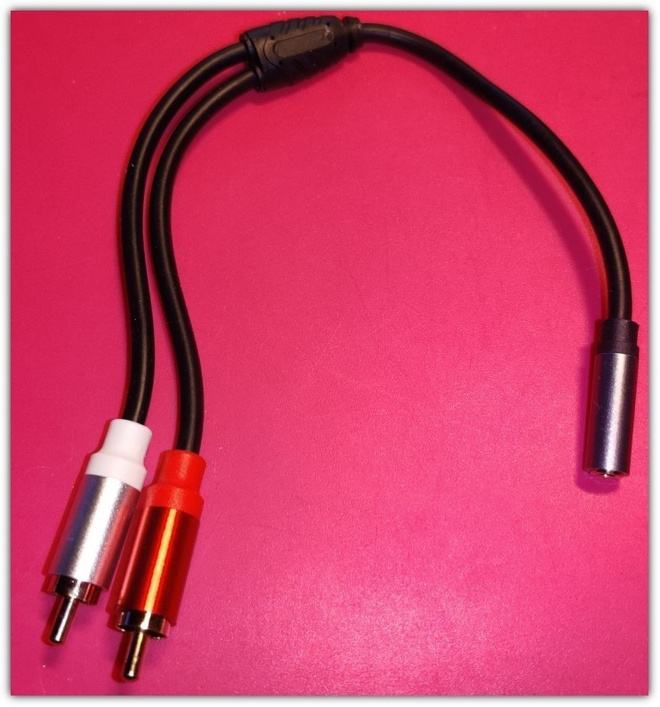 2 x RCA uros - 3.5mm naaras AUX-liitin / sovitin #29587