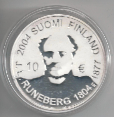 2004 10 € Runeberg 0,925 hopeaa