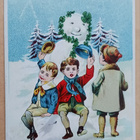 Lapset iloisen lumiukon kanssa toivottavat Uutta Vuotta 1911 - pikkukuva 1