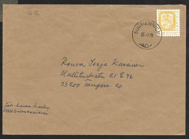Postilähetys - Yl.m. 1,10 (LAPE 834) Suomenniemi 26.7.79