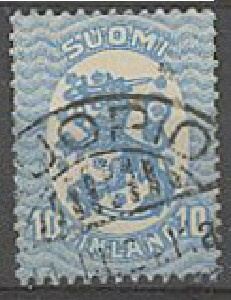 1921 10p sininen Kuopio-21 kaunis