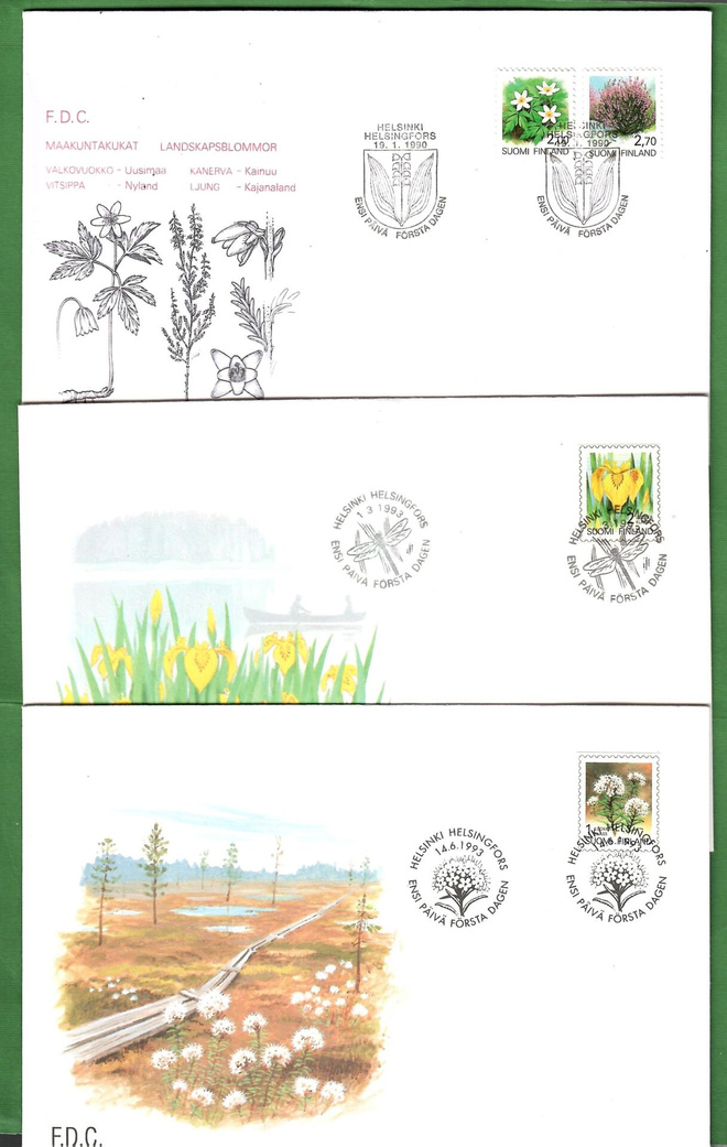 FDC-7 kpl.tta Suomenluonnonkukkia/marjoja 3-kuvaa(100)