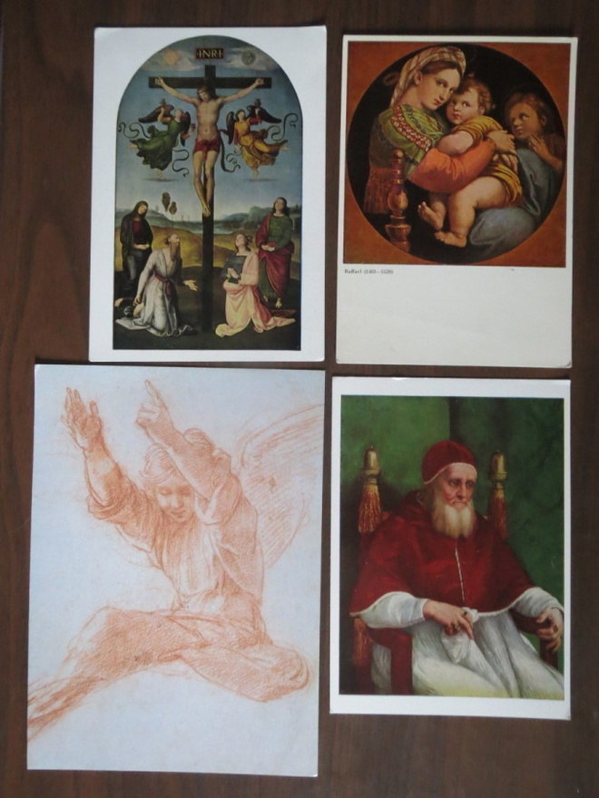 Rafael (Raphael, Raffaello Santi): neljä taidekorttia