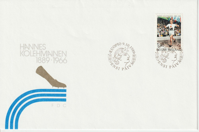 1989 Hannes Kolehmainen 1889-1989 merkin FDC-kirje