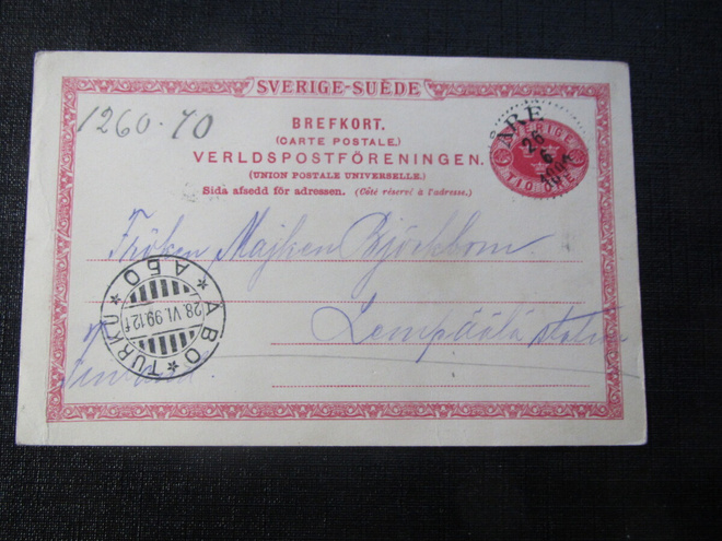 10 öre 1899 Ehiökortti. Brefkort .Ruotsi- Sweden