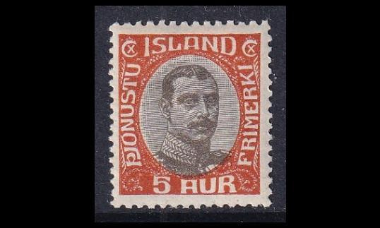 Islanti 35 ** Virkamerkki Christian X 5 A (1920)