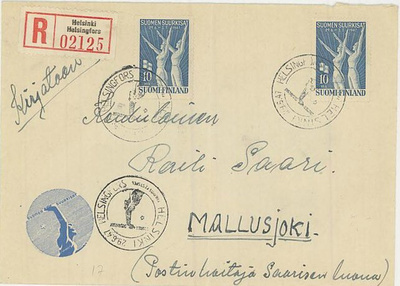 1947 Suomen suurkisat kirjattu kirje