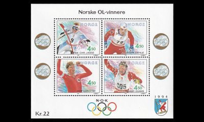 Norja 1119-22BL19 ** Talviolympialaiset blokki (1993)