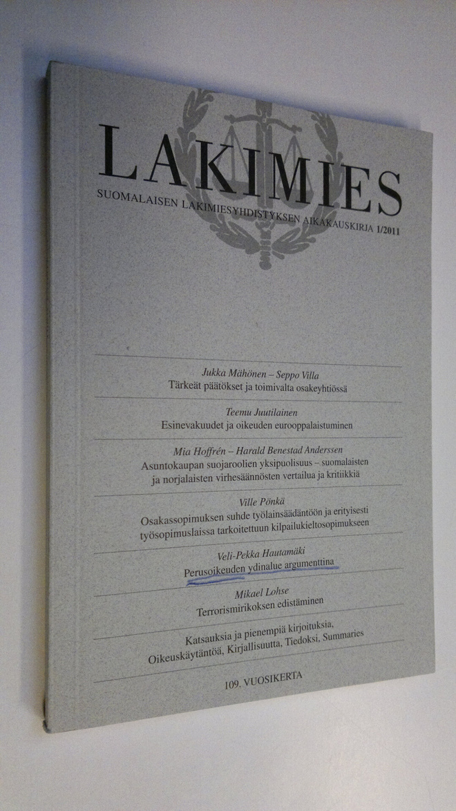 Lakimies 1/2011 : Suomalaisen lakimiesyhdistyksen aikakau...