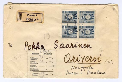Tsekkoslovakia R-kirje Suomeen
