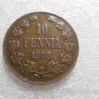 10 penniä 1908   kulkematon tasaisesti patinoitunut, kl 9-10 - pikkukuva 1