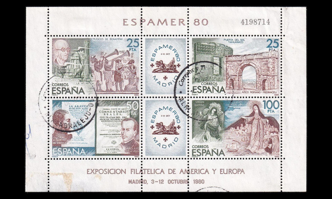 Espanja 2471-4BL21 o Postimerkkinäyttely ESPAMER (1980)