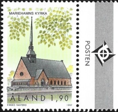 Ål 1997 Maarianham kirk 1,90 mk välilöpari logo ** LaPe 133