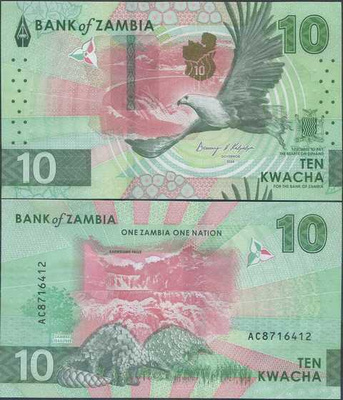Zambia 10 Kwacha 2024 UNC uusi sarja ja design