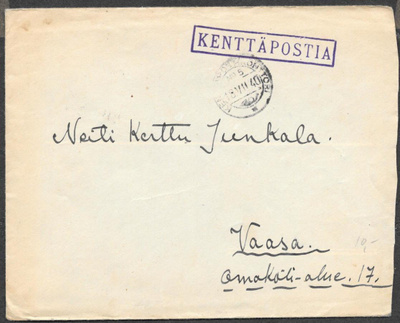 Postilähetys - Kenttäpostia + KPK5 18.7.1940