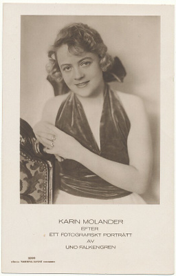 Filmitähti KARIN MOLANDER - vanha kortti (Nordisk konst)