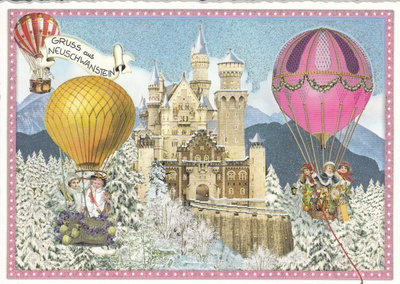 Neuschwanstein linna, kuumailmapallot (Tausendschön-kortti)