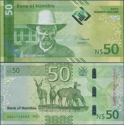 Namibia 50 Dollars 2025 UNC uusi sarja