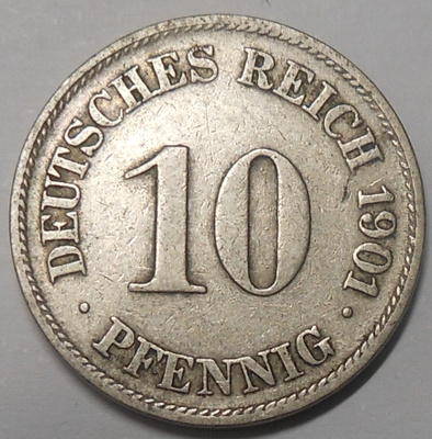 Saksa. 10 pfennig 1901J.