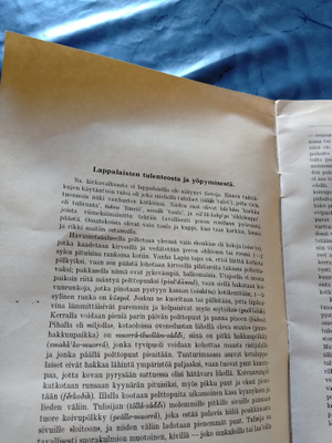 lappalisten tulenteosta ja yöpymisestä