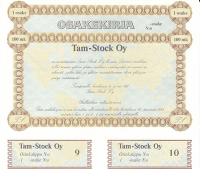 OKK 1987 Tam-Stock Oy, Tampere osakekirja
