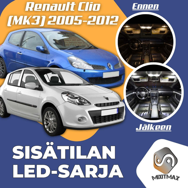 Renault Clio III Sisätilan LED-sarja 14-osainen
