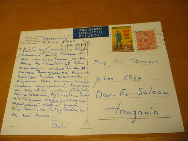 1969 Hki lentopostikortti Tansaniaan