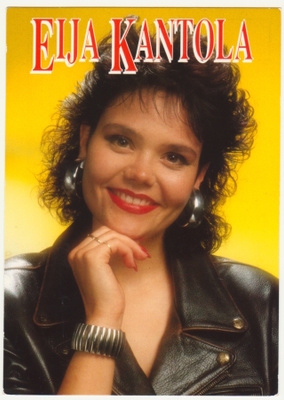 Eija Kantola fanikortti nimikirjoituksella 1992