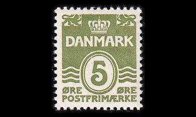 Tanska 198_Ia ** Aaltoviiva 5 öre vaal.vihreä (1933)