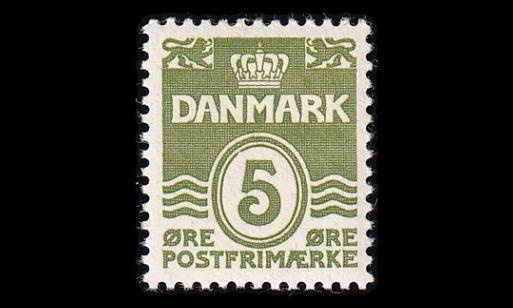 Tanska 198_Ia ** Aaltoviiva 5 öre vaal.vihreä (1933)