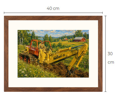 Uusi Ukko-Mestari kaivuri traktori art print 30 cm x 40 cm
