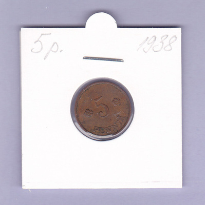 5 p v.1938 KM#22