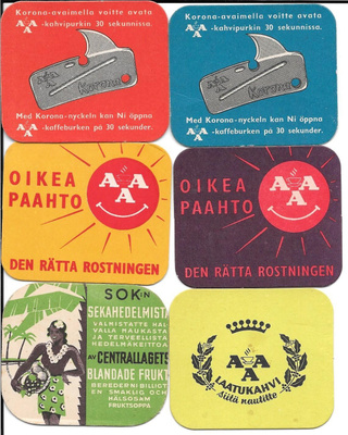6 kpl AAA Laatukahvin kortteja