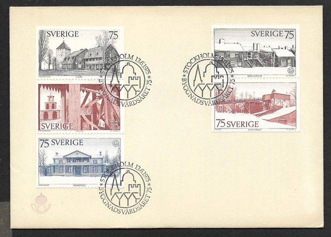 Ruotsi - Arkkitehtuurin v. 1975 FDC (Fac.925-929)