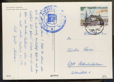 1973 70p kauppatori postikortti Saksaan 1974