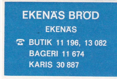 Ekenäs. Ekenäs Bröd ,   s85