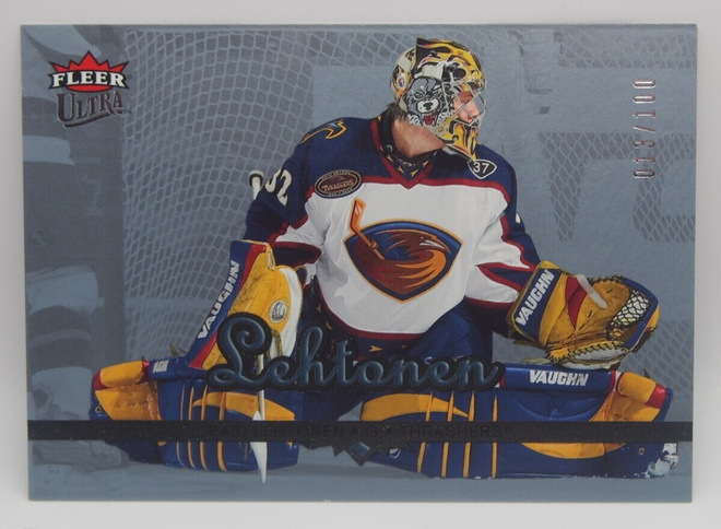 2005-06 Fleer ultra Ice medallion Kari Lehtonen /100