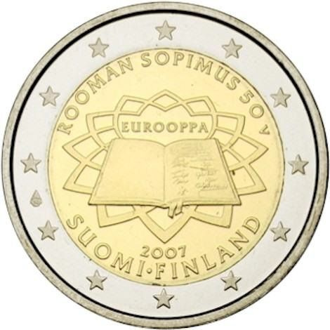 Suomi 2007 2 € Rooman sopimus UNC