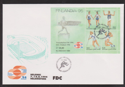 FDC 1994 FINLANDIA 95-Yleisurheilu BL12