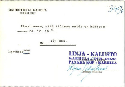 FIRMAKORTTI KARHULA LINJA-KALUSTO