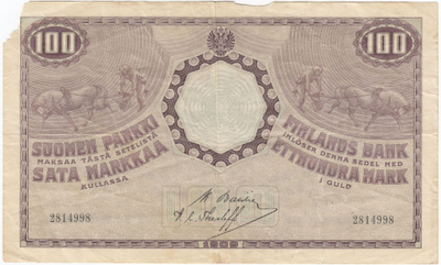100 Markkaa 1909 KV kl.3