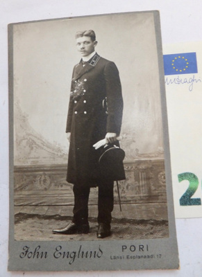 VANHA CDV Valokuva Virkamies Miekka ym Pori 1900-l
