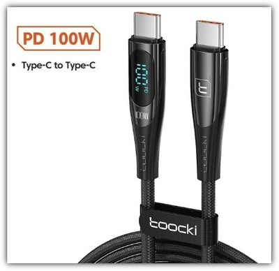 PD 100W USB C - USB C -kaapeli / digitaalinäyttö 1m #28332