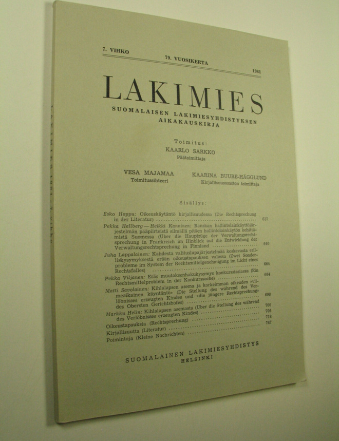 Kaarlo (toim.) Sarkko : Lakimies, 79. vuosikerta (1981), ...