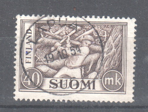 M30 40 mk puunhakkaaja kaunisleimaisena.